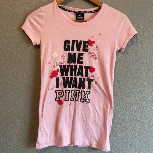 Victoria Secret Pink T-Shirt “Give me What I Want!” - Picture 1 of 4